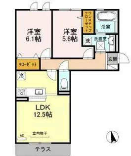 ルシエルメイキラB棟【1階】の間取り