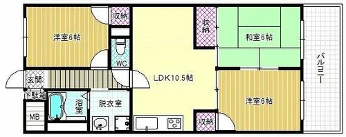 パラシオン旭ヶ丘【2階】の間取り