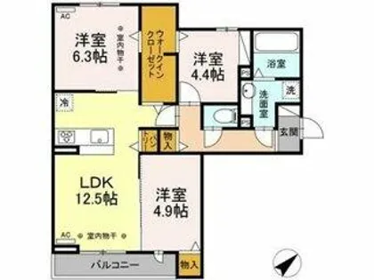 ジーニアル柏井【2階】の間取り