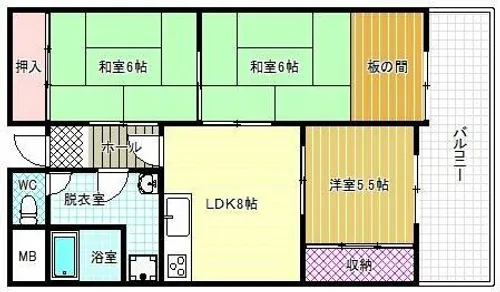 国分ウエスト【4階】の間取り