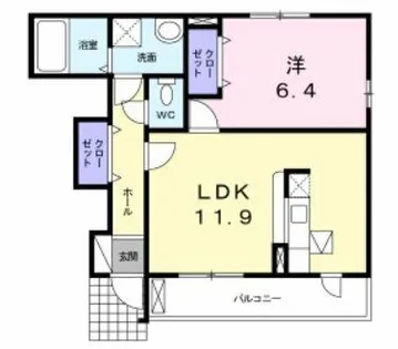 ラフレシール三日市Ⅲ【1階】の間取り