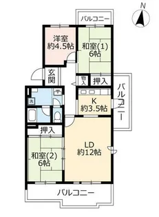 URグリーンタウン槇島【0030106号室】の間取り
