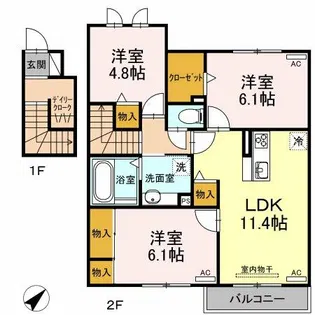 クレール水神 C棟【2階】の間取り