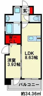 デザイナーズ ざ・片野【6階】の間取り