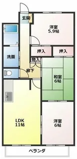 クレストパレス学園前【302号室】の間取り