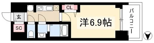 プレサンスNAGOYAファスト【8階】の間取り