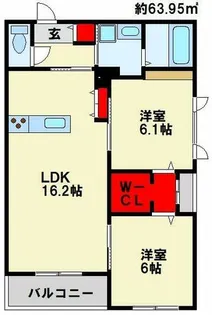 メゾンルポア大里【1階】の間取り