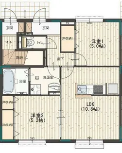 カーサ・デルソーレKHK B棟【1階】の間取り