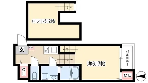 カーサルーチェ黄金【1階】の間取り