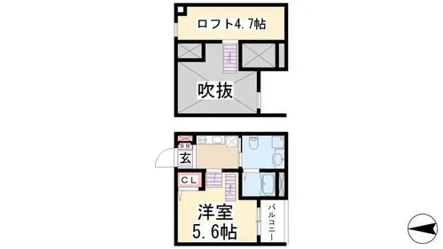 Casa 上坂【102号室】の間取り