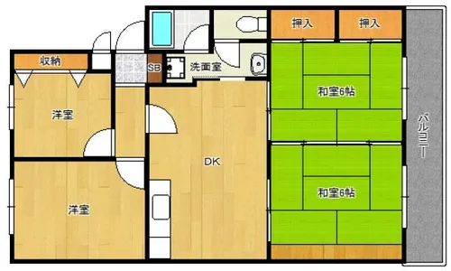 フローラルマンション大里【4階】の間取り