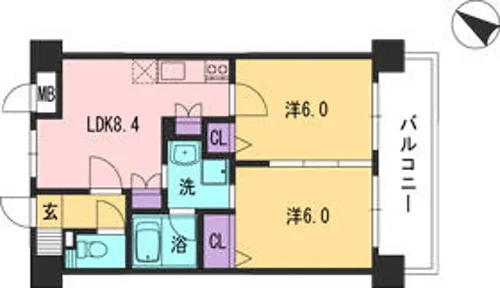 コンダクト福岡東【10階】の間取り