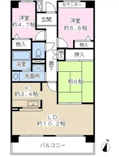 ラウルス宝塚【3階】の間取り