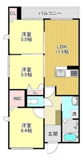 West Village Ⅱ【201号室】の間取り