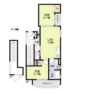 フォレストクリエオーレ朝日町アネックス【2階】の間取り