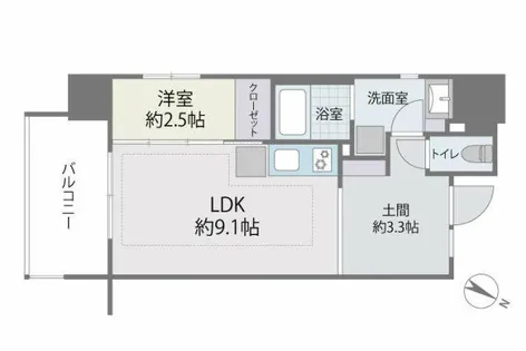 デュオフラッツ西新EAST【201号室】の間取り