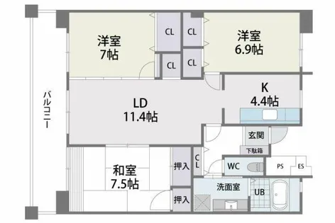 L-PLACE KAIZUKA【104号室】の間取り