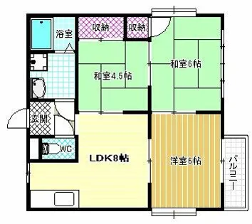 フェリスマンション1【2階】の間取り