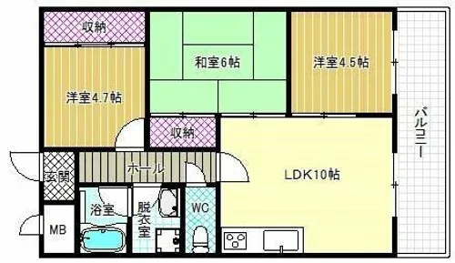 ディアコート藤井寺【2階】の間取り