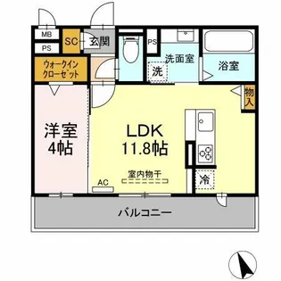 Dースクエア牛田【3階】の間取り