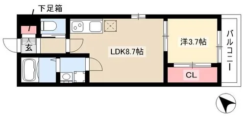 ベネフィス中小田井【303号室】の間取り