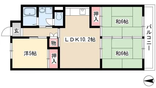 高杉雅ハイツ【5階】の間取り