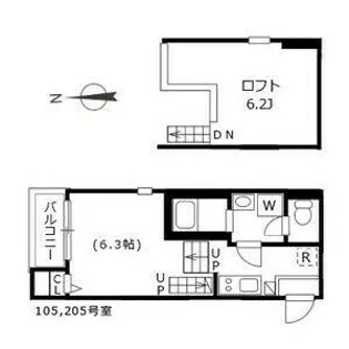 ハーモニーテラス上名古屋【205号室】の間取り