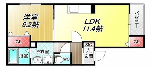 プランドール高安【1階】の間取り