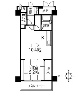 クリオ行啓通参番館【5階】の間取り