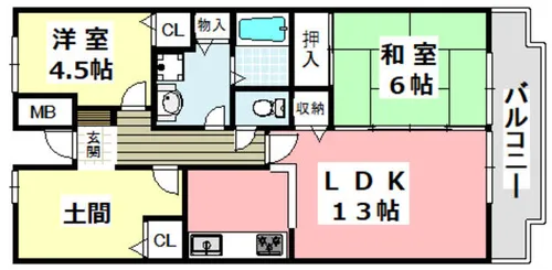 エクセラージュ茨木南【7階】の間取り