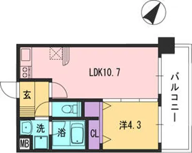 コンダクト福岡東【10階】の間取り