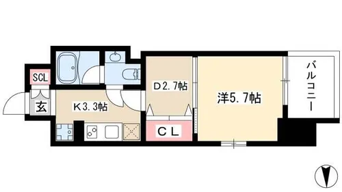ブランシエスタ泉【7階】の間取り