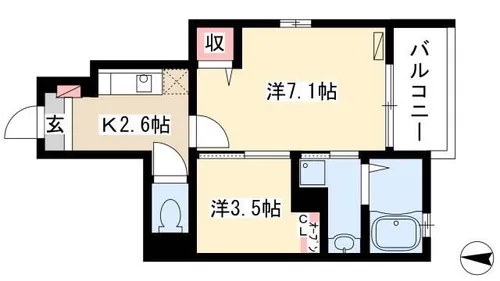 プリムローズⅢ【101号室】の間取り