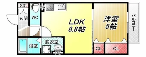 クリエオーレ大蓮東Ⅱ【201号室】の間取り