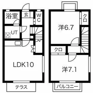 愛知県尾張旭市霞ケ丘町南【テラスハウス】の間取り