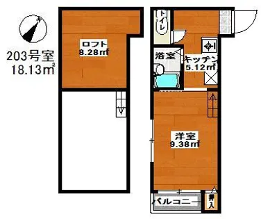 ライス天神南【203号室】の間取り