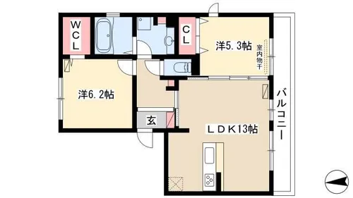 トゥルー・デュオ【2階】の間取り