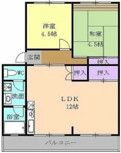 仲田苑【401号室】の間取り