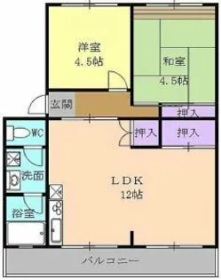 仲田苑【401号室】の間取り