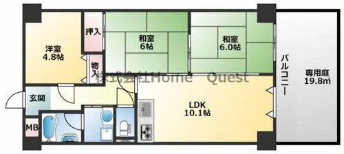大発ロイヤルハイム法善寺駅前マンション【1階】の間取り