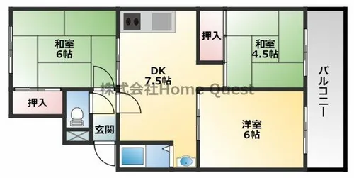 弥生マンション【4階】の間取り