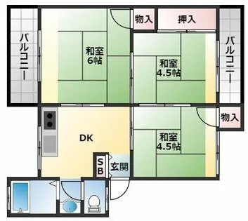 月美野コーポラス【402号室】の間取り