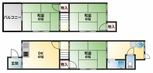 大阪府八尾市福万寺町南3丁目【一戸建】の間取り