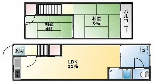 平野1丁目テラスハウス【1階】の間取り