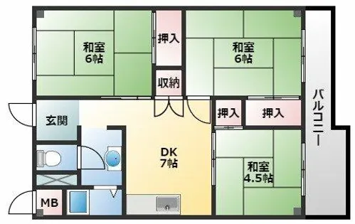 すずらんマンション【401号室】の間取り