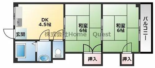 小畑コーポラスA棟【3階】の間取り