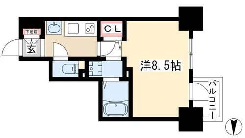 エステムプラザ名古屋 栄プレミアム【10階】の間取り
