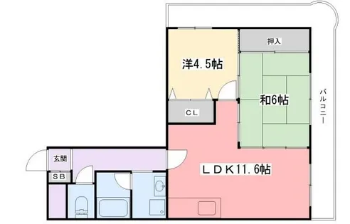 インタービレッジ野里(旧パレス野里)【8階】の間取り