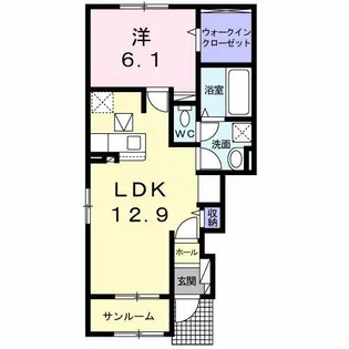 ベル フォンテーヌ 南行橋【1階】の間取り