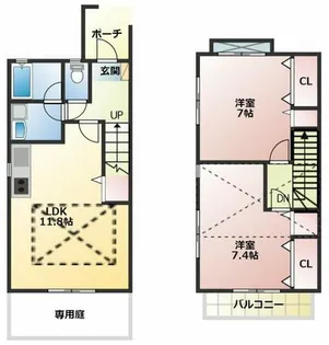 愛知県豊橋市飯村南4丁目【テラスハウス】の間取り
